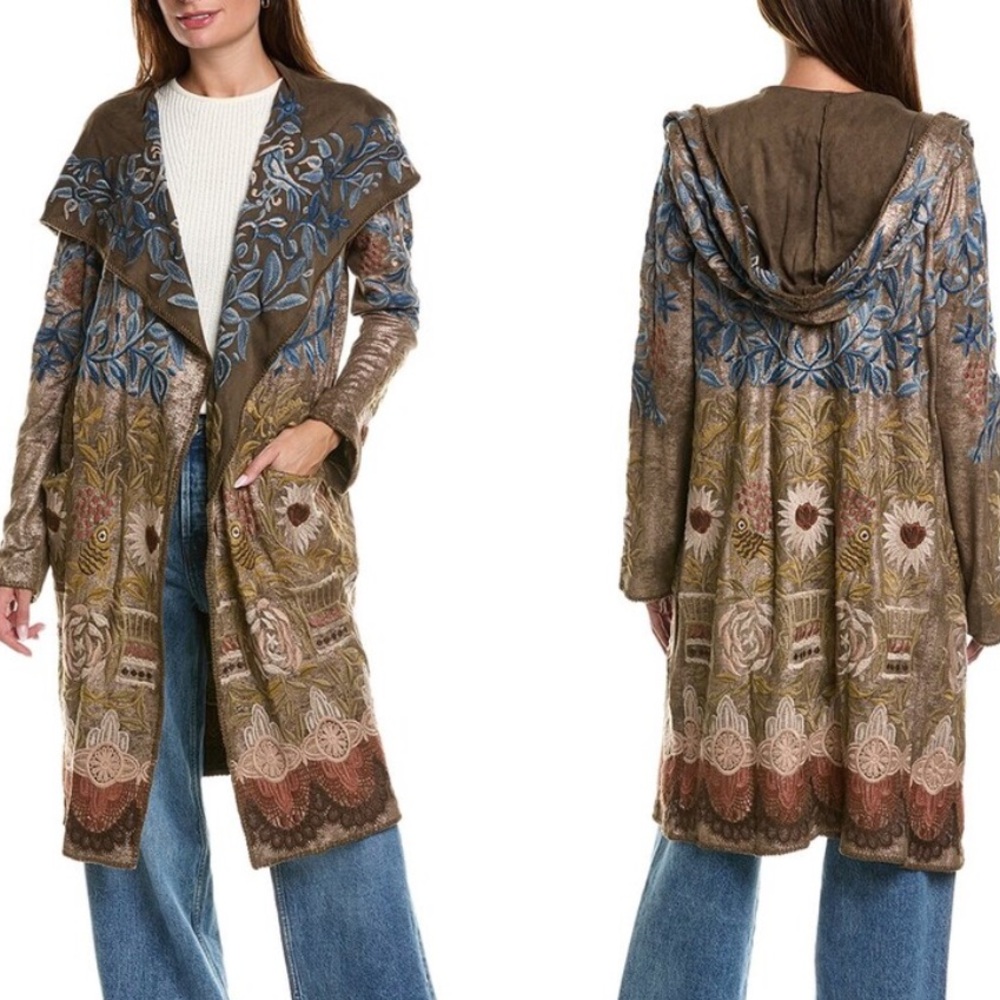 BIYA Johnny Was Women's Metallic Floral Coat